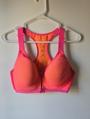 VSX Neon Pink and Orange Front-Zip High Support Sports Bra